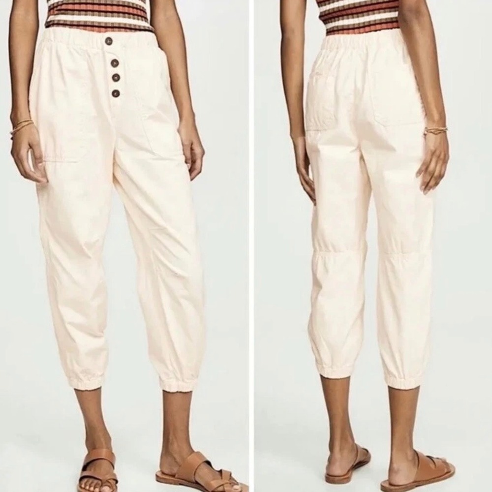 Free People Women  Utility cadet Jogger Pants Elastic Waist Button Fly Size M